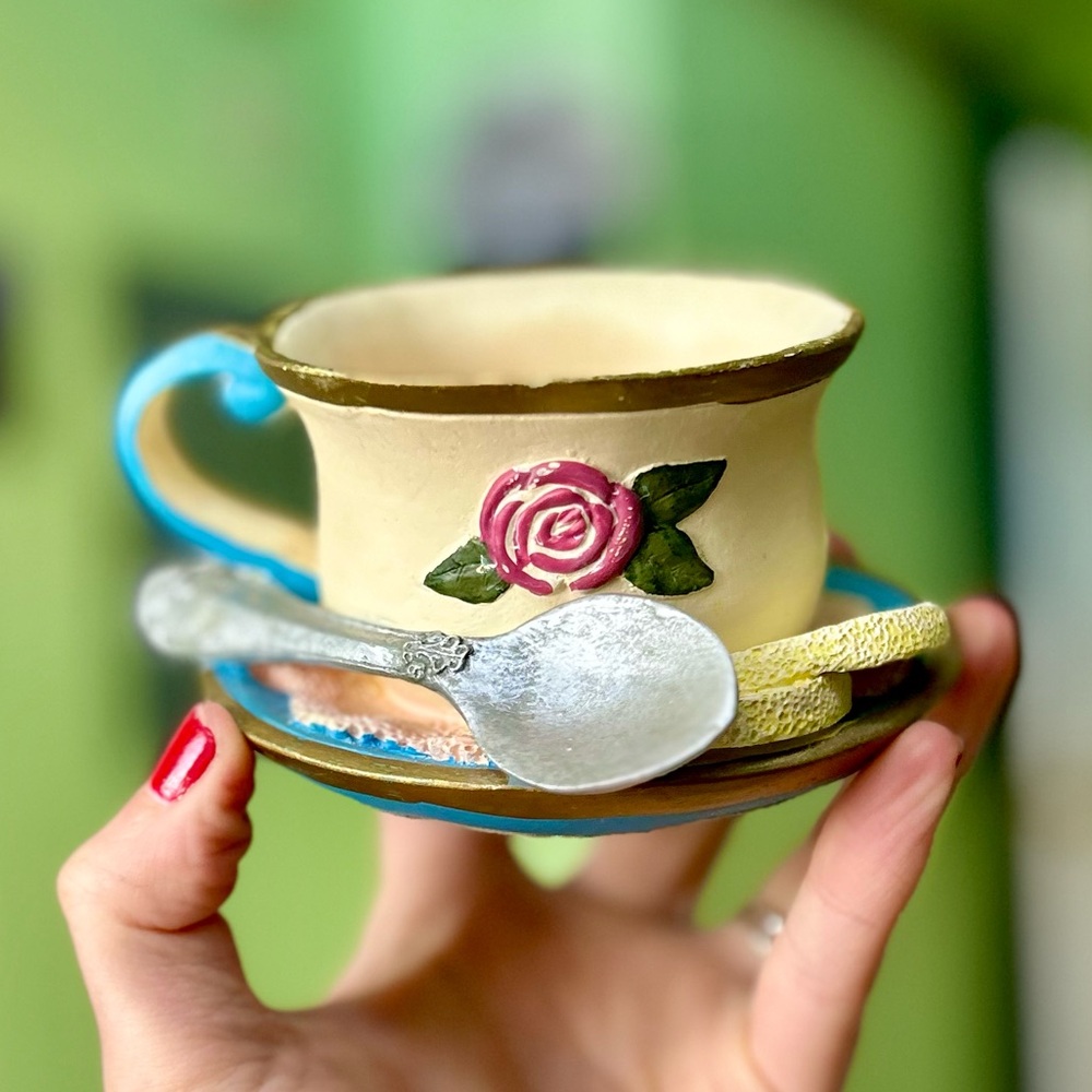 ❌SOLD 3D Still Life Cottagecore Tea With Lemon & Sugar Cubes Home Decor Art